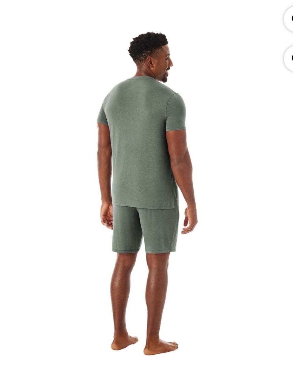 Men's Short Sleeve Undershirt & Shorts Pajama Set in Olive Green - Picture 3 of 10